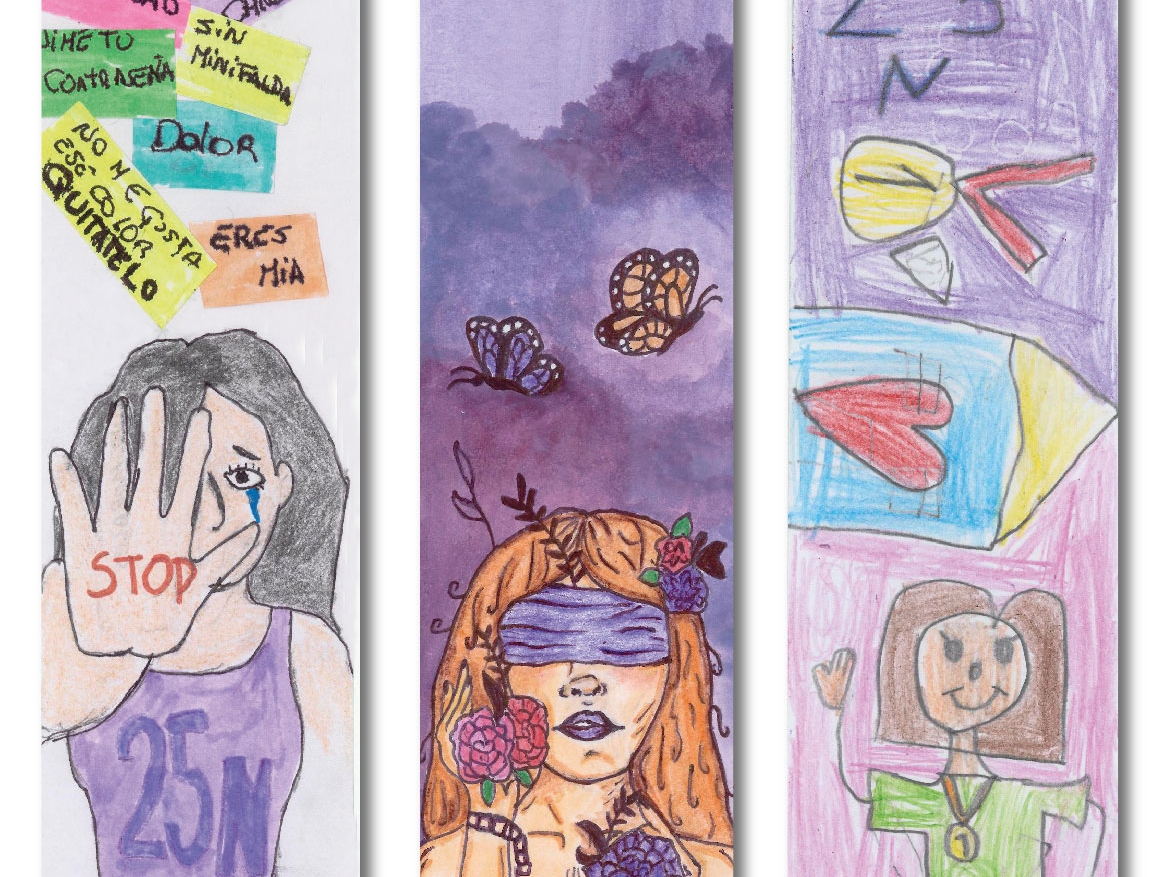 Igualdad distribuye 12.000 marcapáginas con los diseños ganadores del concurso contra la violencia de género