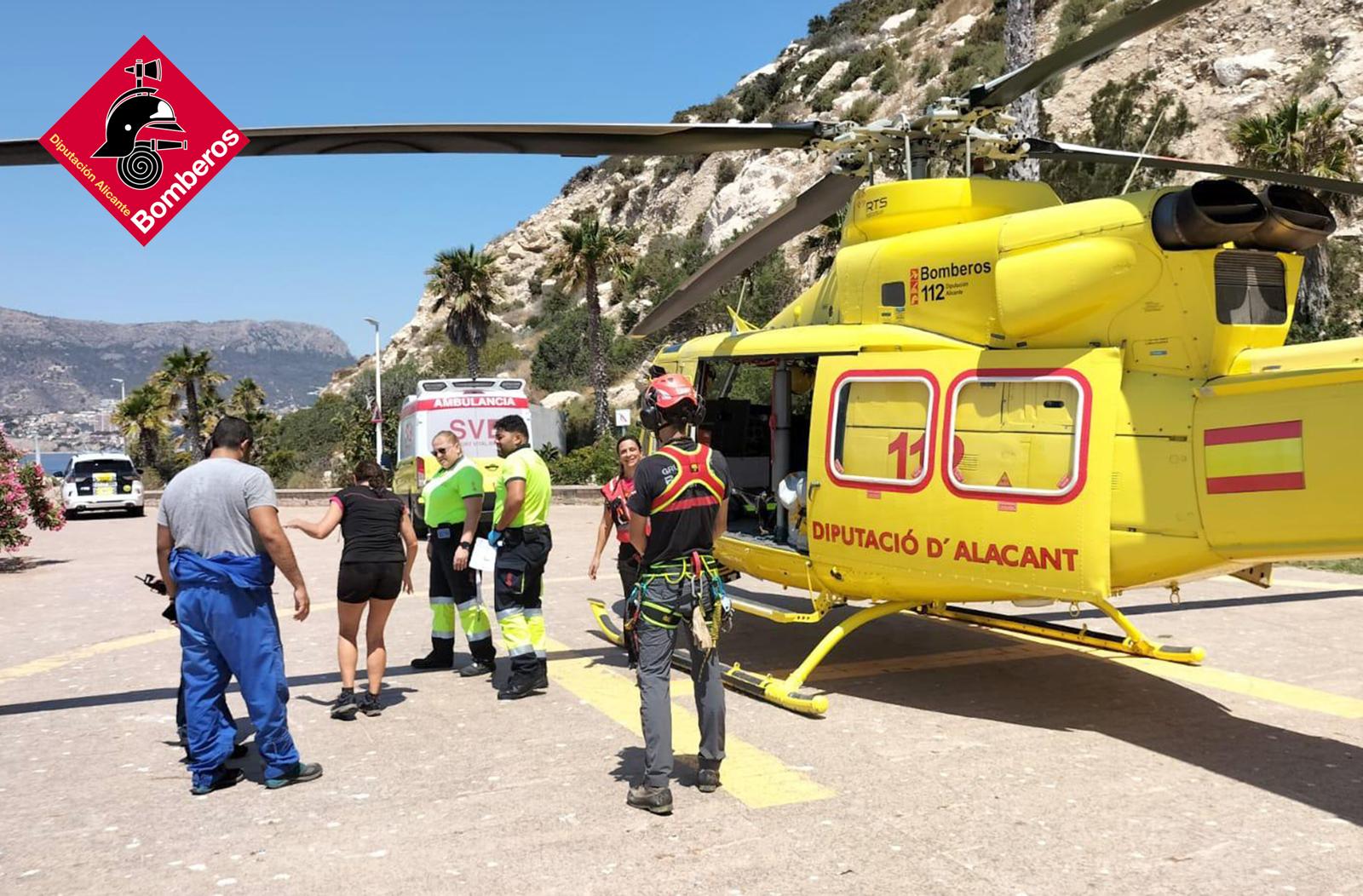 Rescatada en helicóptero una senderista con presíncope en el Peñón de Ifach